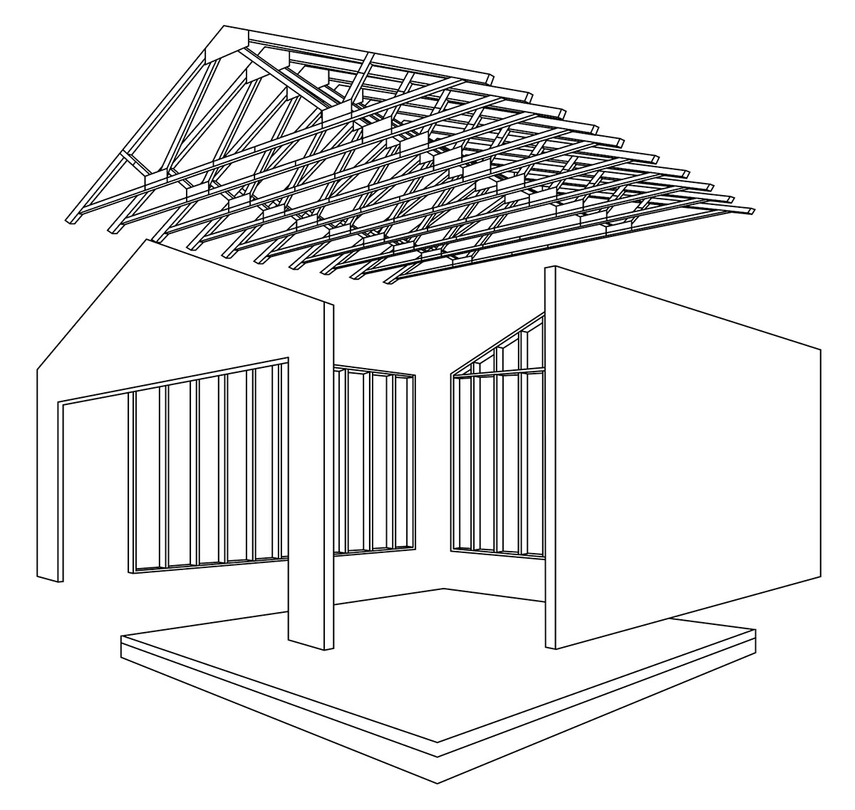 構造版と枠組み材を一体化させた僕像枠組壁構法（2×4工法）