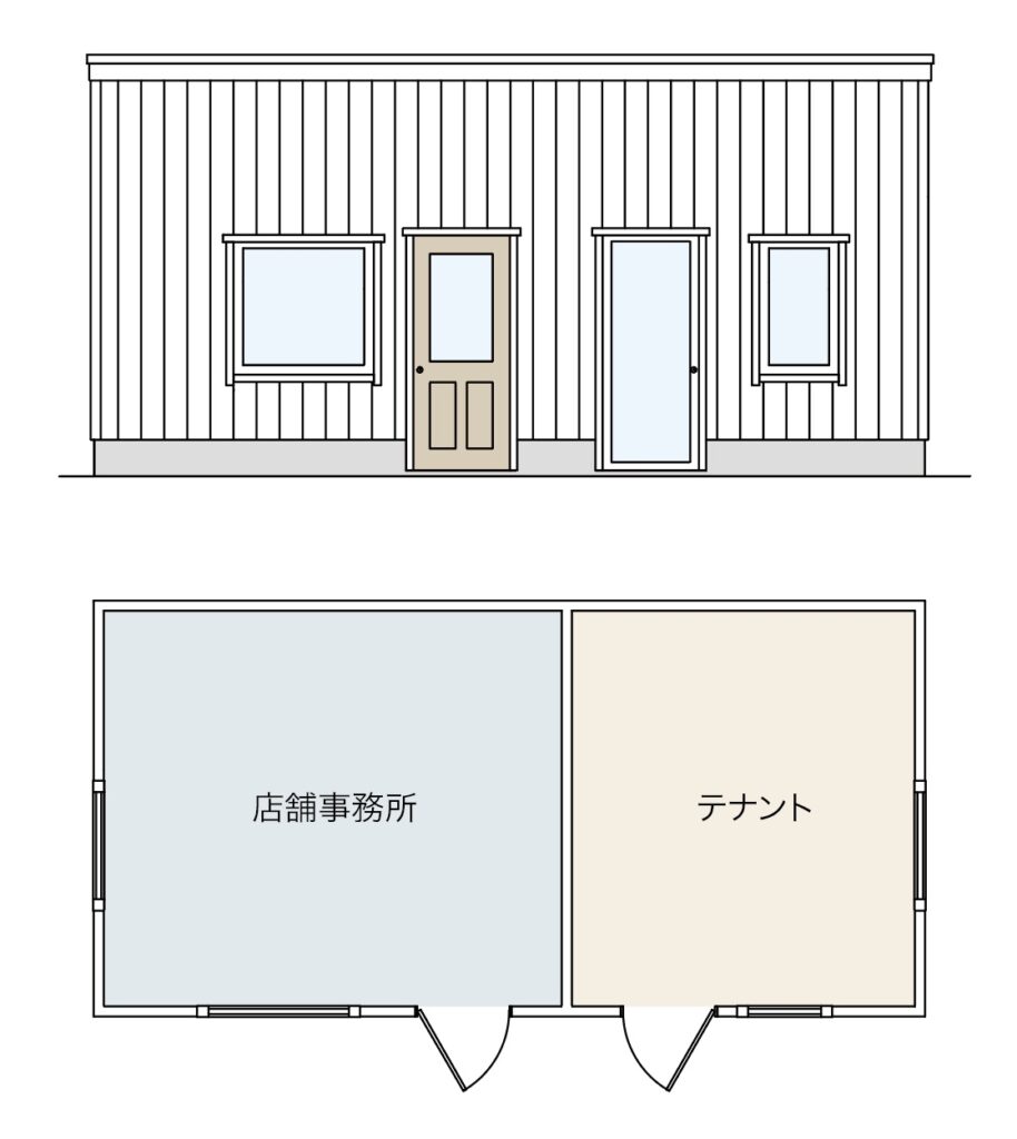 平面図。建物の中は壁で仕切られているのがわかります。